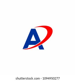 Blue Alphabet Letter Abc Initial with Red Curve Logo Vector