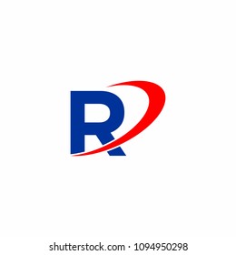 Blue Alphabet Letter Abc Initial with Red Curve Logo Vector