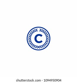 Blue Alphabet Letter Abc Initial on Circle Emblem Logo Vector