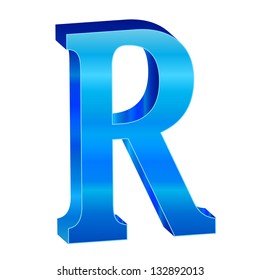 Blue alphabet R