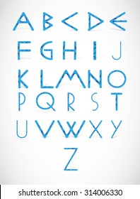 Blue alphabet. Vector font illustration. ABC vector design