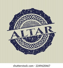 Blue Altar distressed rubber stamp. 