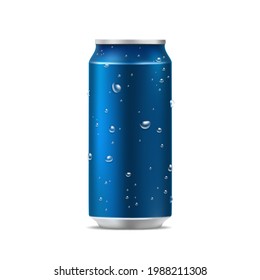 Blue aluminum can for beer, lager, ale and alcohol drink  or non-alcoholic beverage product.