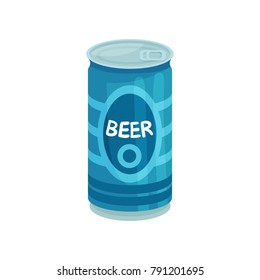 Blue aluminum tin can of beer cartoon vector Illustration