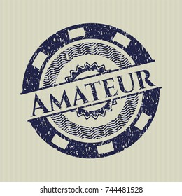 Blue Amateur distressed rubber stamp