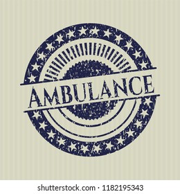 Blue Ambulance rubber grunge stamp