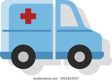 Blue Ambulance van, illustration, vector on white background.
