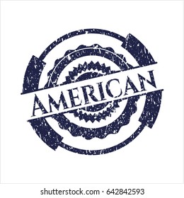 Blue American distress grunge style stamp