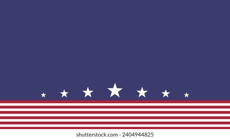 blue american flag vector template background with copy space for text