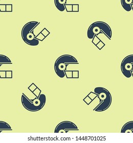 Blue American football helmet icon isolated seamless pattern on white background.  Vector Illustration