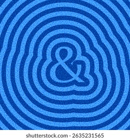 Blue ampersand symbol centered on concentric ripple waves. Modern design for communication themes. Vector illustration.