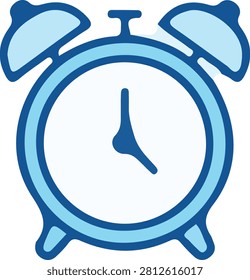 Blue analog alarm clock icon representing time schedule reminder and traditional timekeeping device concept
