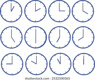 Reloj analógico azul 24 horas tipo de Vector 