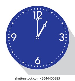 Blue Analog Wall Clock show 1 o'clock, vector illustration isolated, eps