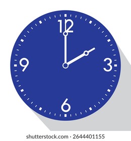 Blue Analog Wall Clock show 2 o'clock, vector illustration isolated, eps