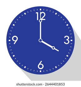 Blue Analog Wall Clock show 4 o'clock, vector illustration isolated, eps