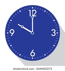 Blue Analog Wall Clock show 10 o'clock, vector illustration isolated, eps