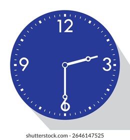 Blue Analog Wall Clock show 2.30 (half past two or two thirty), vector illustration isolated