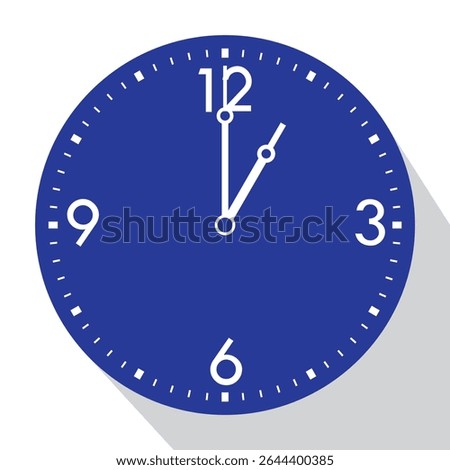 Blue Analog Wall Clock show 1 o'clock, vector illustration isolated, eps