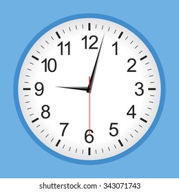 Blue analogue clock .Vector illustration.