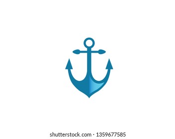 blue anchor for boat and yacht for logo design illustration