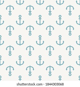 Blue Anchor icon isolated seamless pattern on gray background. Vector Illustration