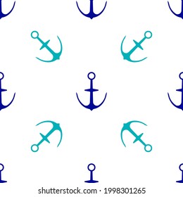 Blue Anchor Symbol einzeln auf weißem Hintergrund.  Vektorgrafik