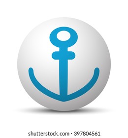 Blue Anchor icon on sphere on white background