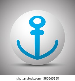 Blue Anchor icon on white sphere