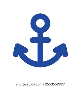 Blue anchor icon simple marine style material