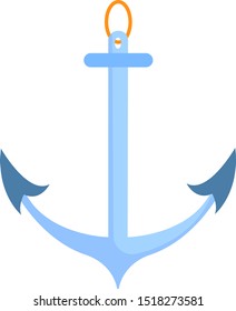 Blue anchor, illustration, vector on white background.