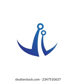 blue anchor minimalist logo vector design.