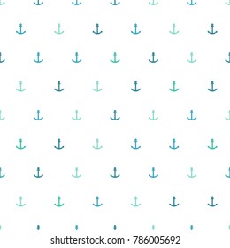 Blue anchor vector texture - simple illustration. Sparse seamless maritime background.
