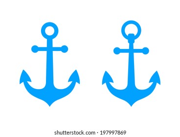 Blue anchors on white background