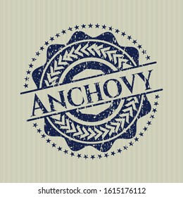 Blue Anchovy grunge style stamp