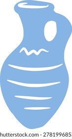 Blue ancient ceramic amphora jug pitcher pottery outline illustration