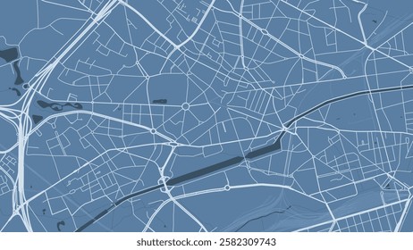 Blue Anderlecht map, Belgium. Vector city streetmap, municipal area.