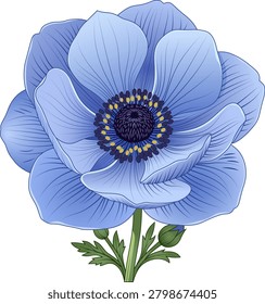 Blue Anemone Flower Summer Wedding Design 