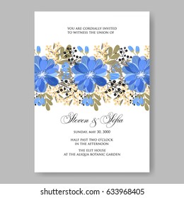 Blue anemone wedding invitation