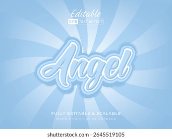 Blue Angel 3d Text Effect. calm and clean color for feminine