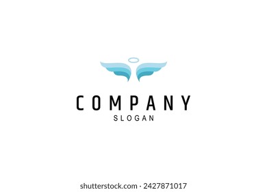 Blue Angel fly sign logo design template flat vector illustration