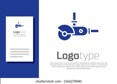 Blue Angle grinder icon isolated on white background. Logo design template element. Vector Illustration