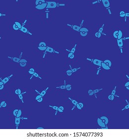 Blue Angle grinder icon isolated seamless pattern on blue background.  Vector Illustration