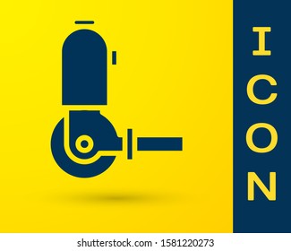 Blue Angle grinder icon isolated on yellow background.  Vector Illustration