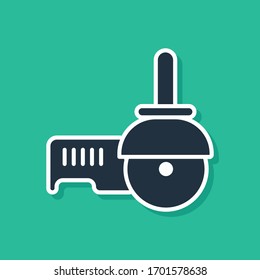 Blue Angle grinder icon isolated on green background.  Vector Illustration