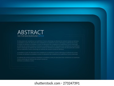 Blue angle vector background with blue line on dark space overlap paper layer for text and message modern artwork website design