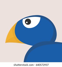 Blue Angry Bird Flat Illustration