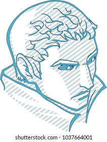 Blue anime face in vector illustration