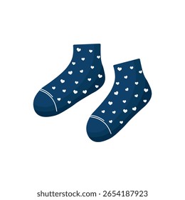 Meias de tornozelo azul com padrão de coração branco