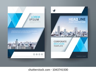 Blue annual report brochure flyer design template, Leaflet cover presentation, book cover, layout in A4 size.